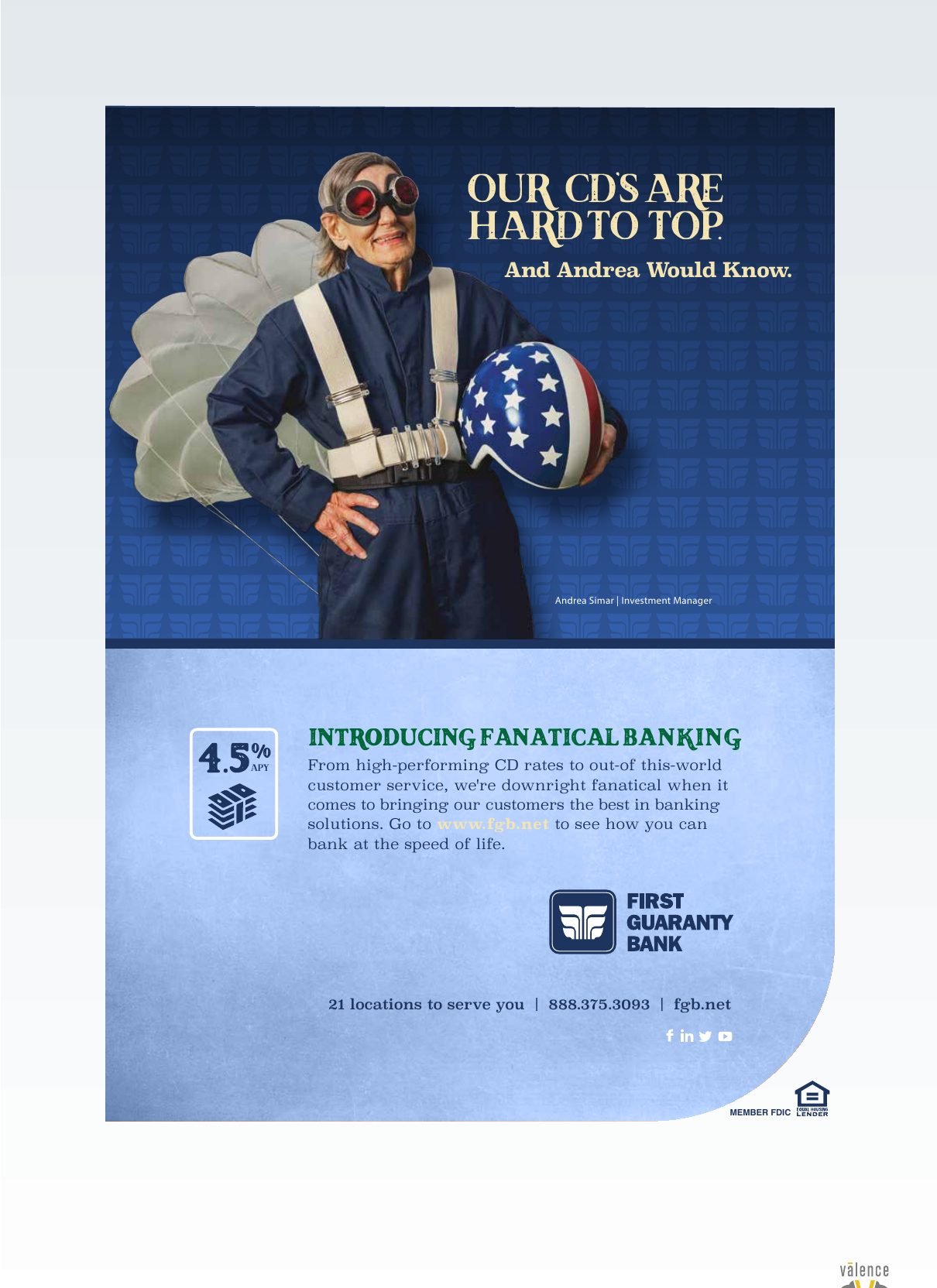First Guaranty Bank print ad: Our CDs are hard to top