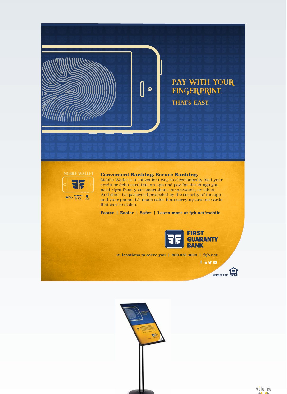 First Guaranty Bank mobile wallet in-branch poster